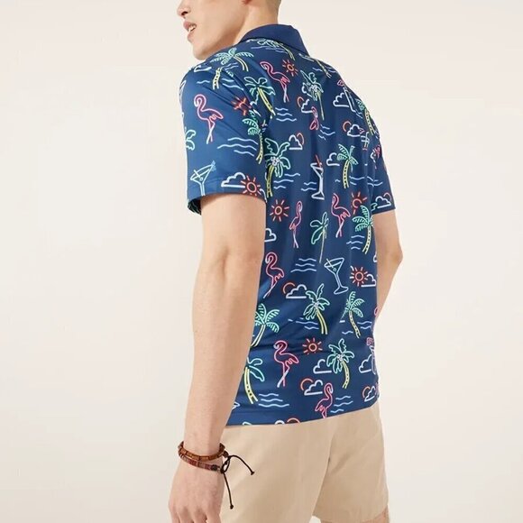 Chubbies The Neon Light Print Men's Short Sleeve Lightweight Polo Size Small - Picture 2 of 6